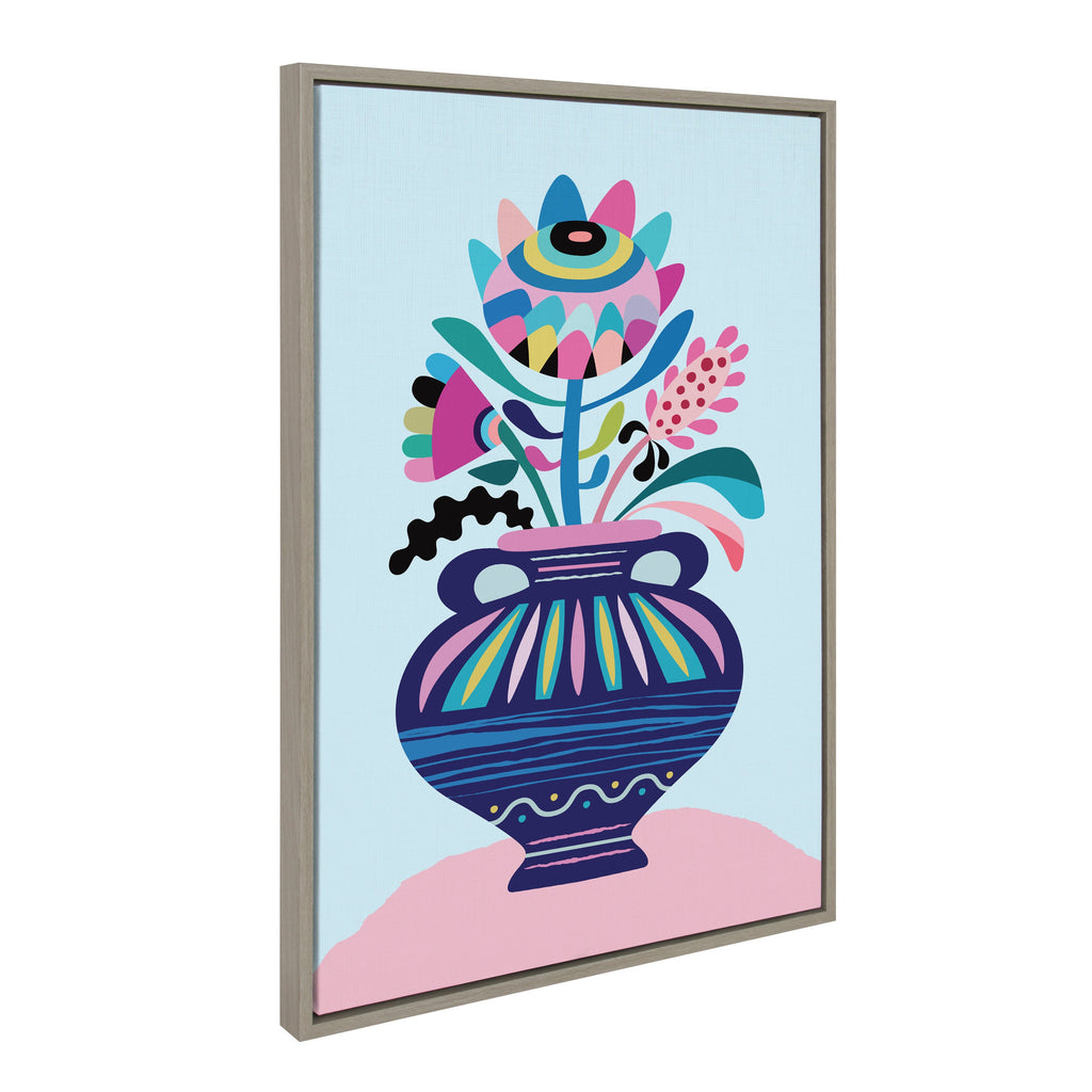 Sylvie Mid Century Modern Whimsical Floral Framed Canvas by Rachel Lee of My Dream Wall