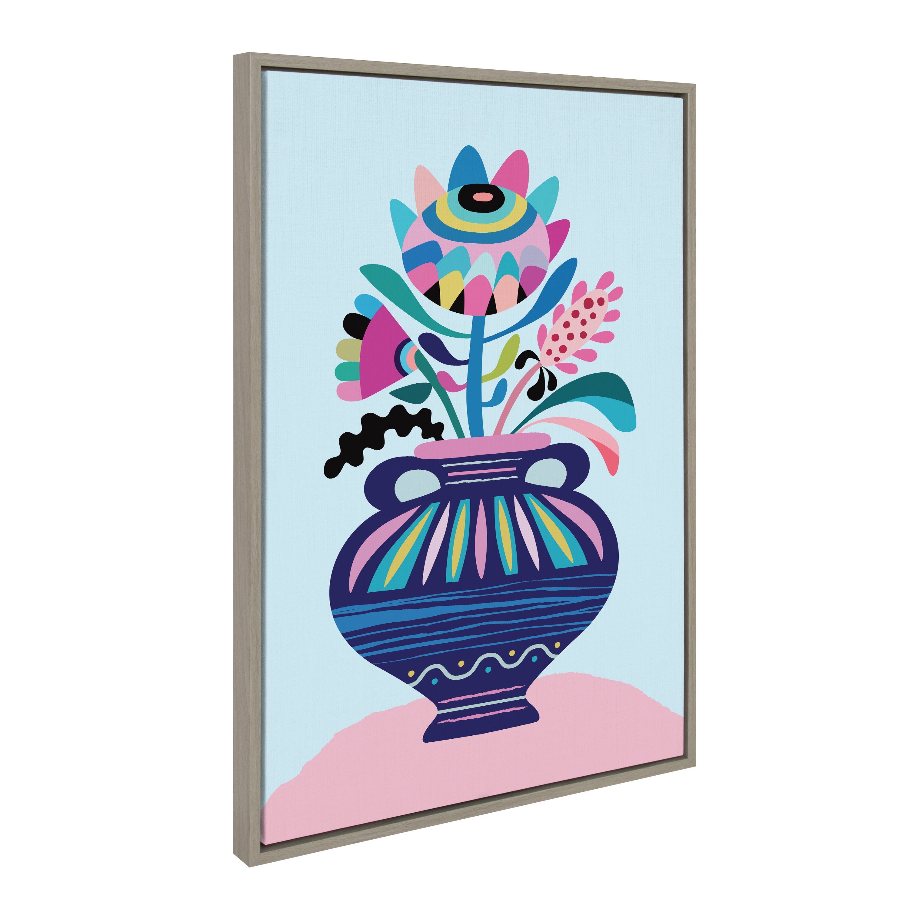 Sylvie Mid Century Modern Whimsical Floral Framed Canvas by Rachel Lee of My Dream Wall