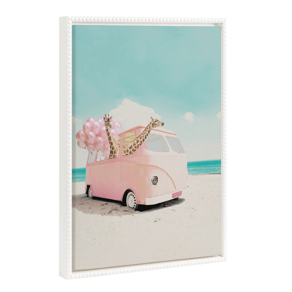 Sylvie Beaded Pink Van Framed Canvas by July Art Prints