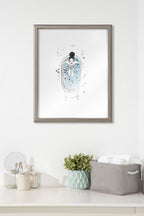Blake Girl in a Bath Framed Printed Glass by Viola Kreczmer