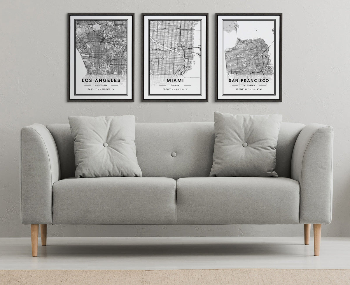 Sylvie Los Angeles Modern Map Framed Canvas by Jake Goossen