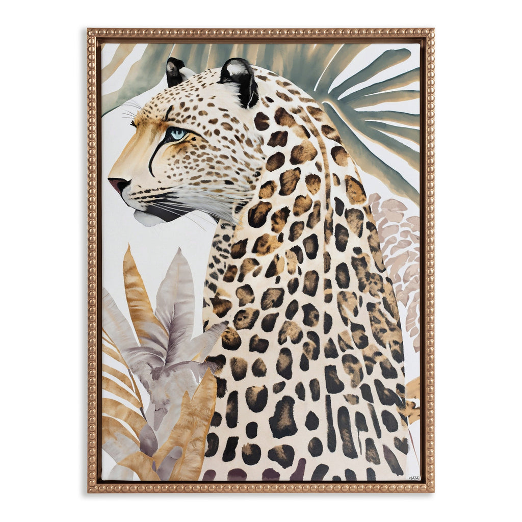 Sylvie Beaded Fern Cheetah Framed Canvas by Inkheart Designs