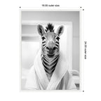 Sylvie Zebra Bathroom Art Towel Robe Black and White Framed Canvas by The Creative Bunch Studio