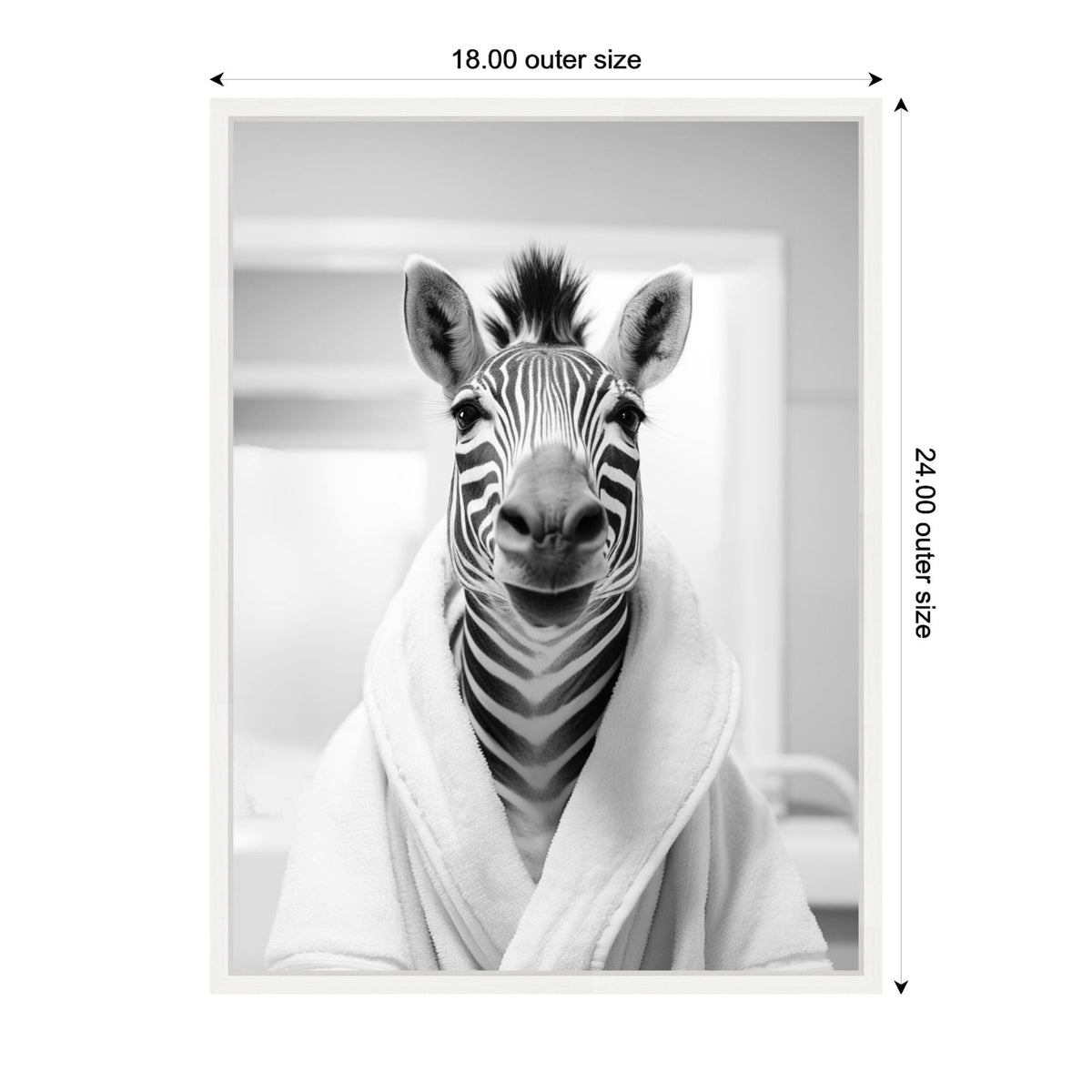 Sylvie Zebra Bathroom Art Towel Robe Black and White Framed Canvas by The Creative Bunch Studio