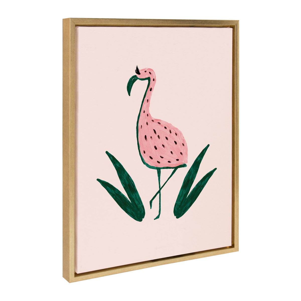Sylvie Flamingo Watermelon Framed Canvas By Kendra Dandy