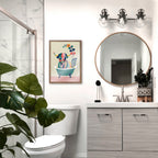 Blake Mid Century Modern Cow in Bathtub Framed Printed Glass by Rachel Lee of My Dream Wall