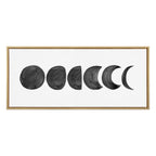 Sylvie Linear Moon Phases BW Framed Canvas by Teju Reval of SnazzyHues