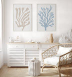 Sylvie Abstract Coral Coastal Beige Framed Canvas by The Creative Bunch Studio