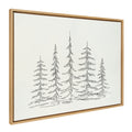 Sylvie Minimalist Evergreen Trees Sketch Framed Canvas by The Creative Bunch Studio
