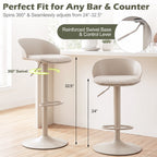 Adjustable Swivel Bar Stools Set of 2 with Back & Footrest