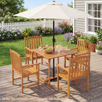 5-Piece Acacia Wood Patio Dining Set for 4 with Umbrella Hole