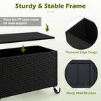 Raised Garden Bed with Wheels - PE Rattan Planter Box