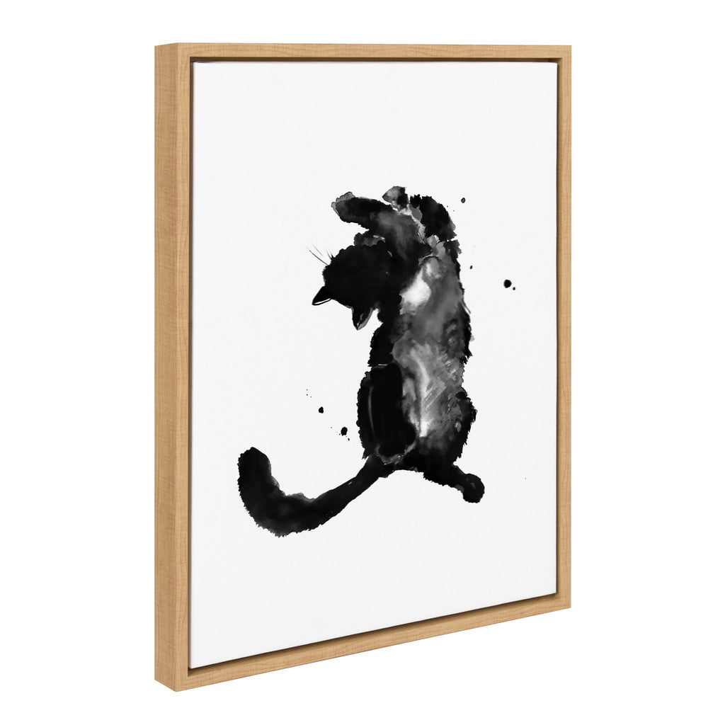 Sylvie Playful Cat BW Framed Canvas by Viola Kreczmer