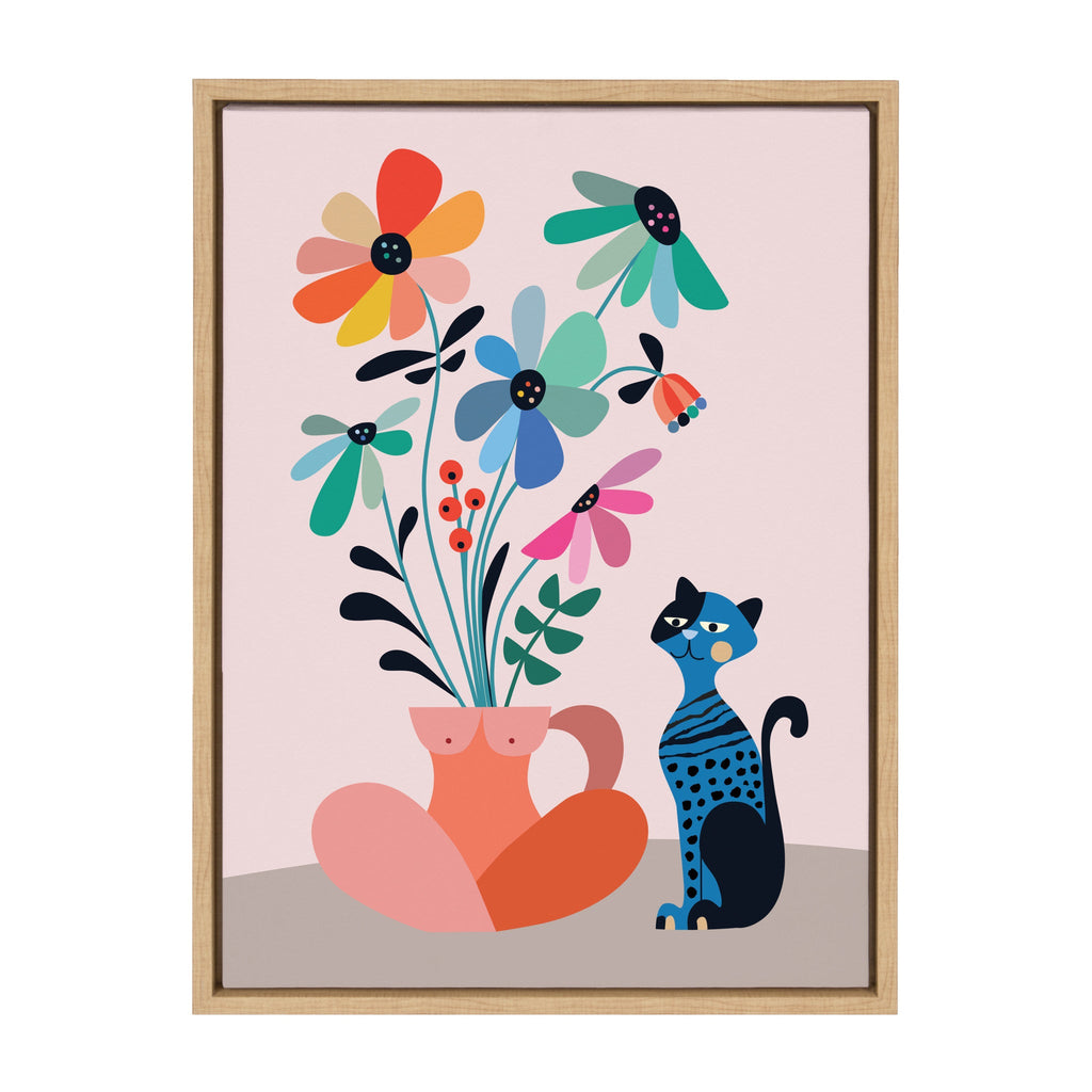 Sylvie Mid Century Modern Daisies Framed Canvas by Rachel Lee of My Dream Wall