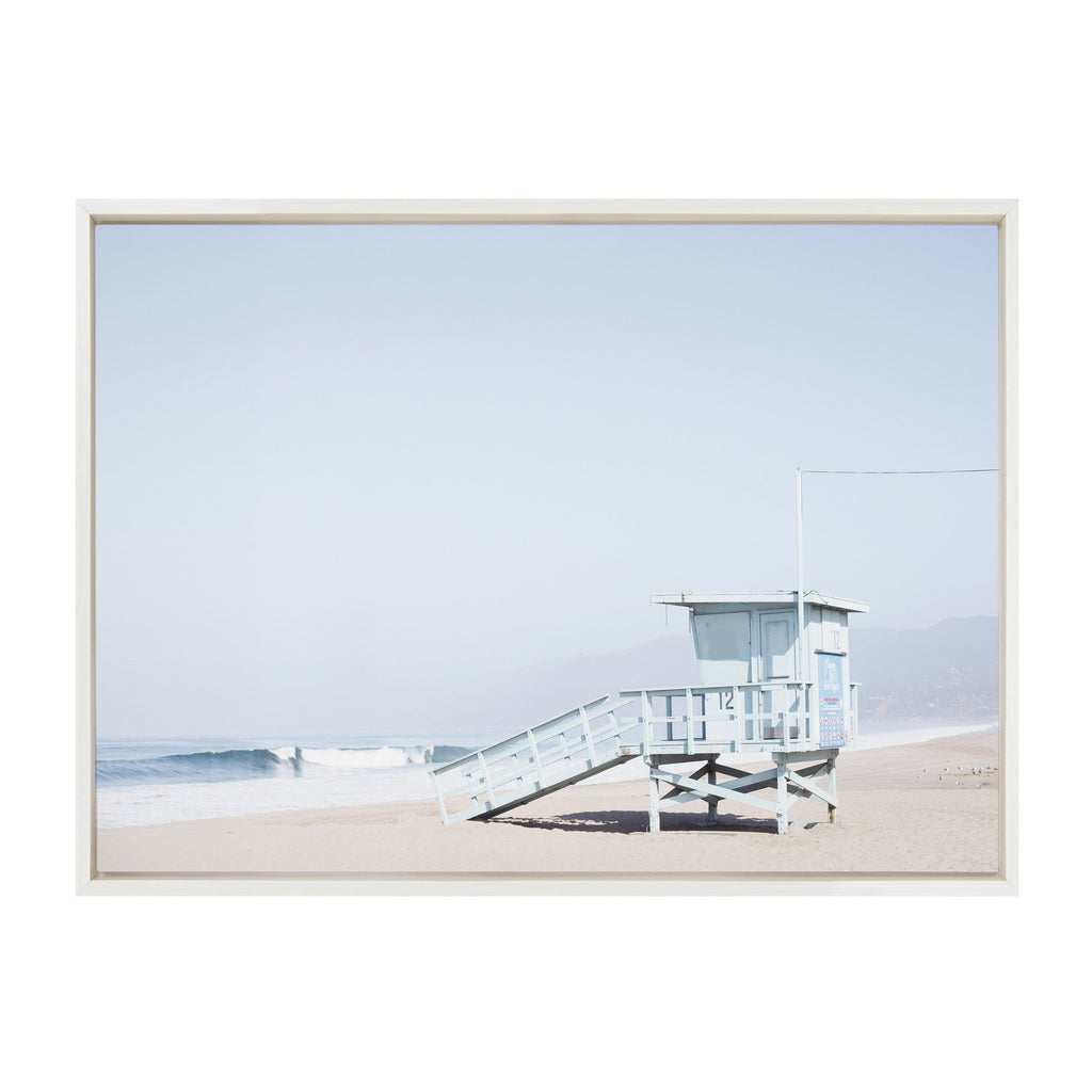 Sylvie Pale Blue Life Guard Tower Framed Canvas by Caroline Mint