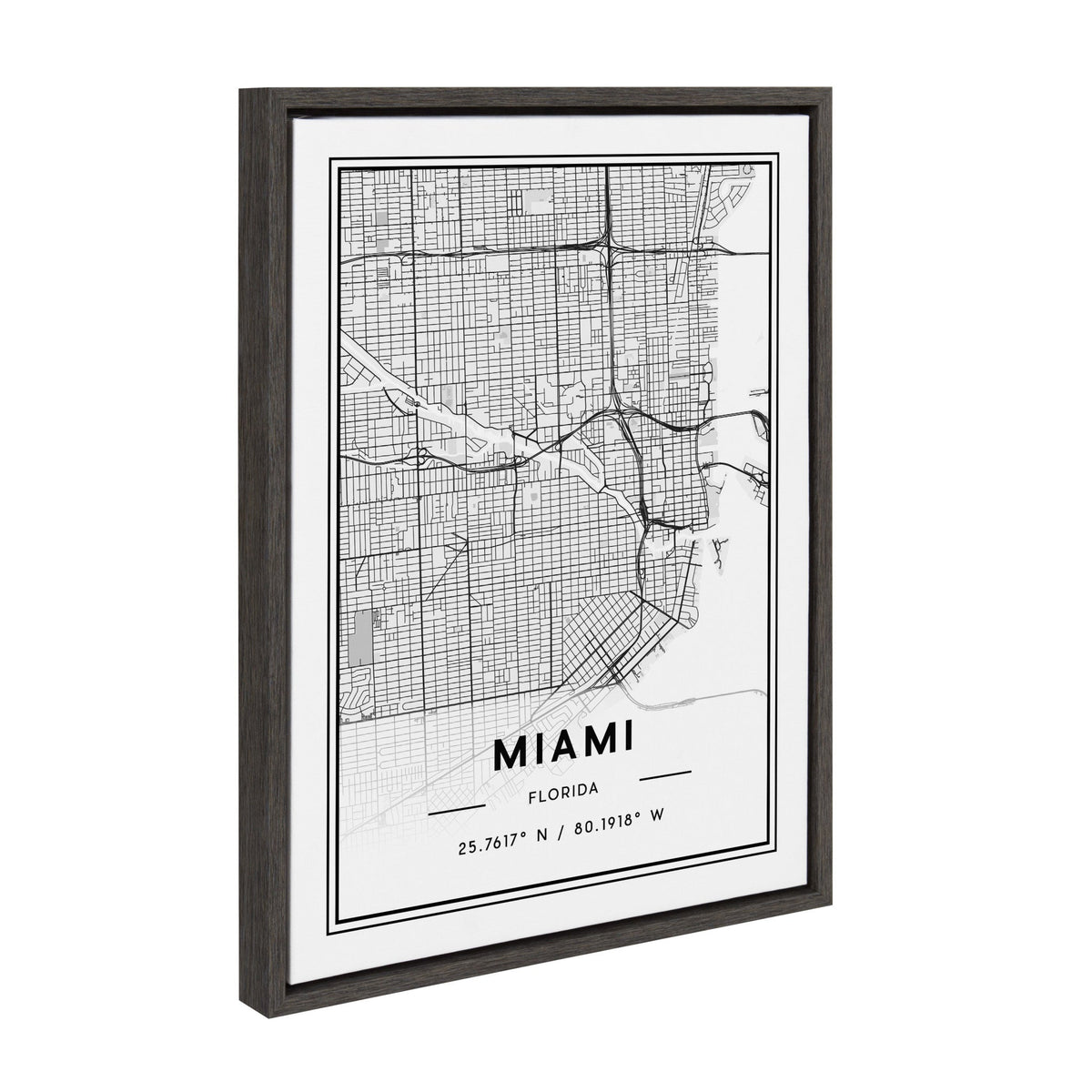 Sylvie Miami Modern Map Framed Canvas by Jake Goossen