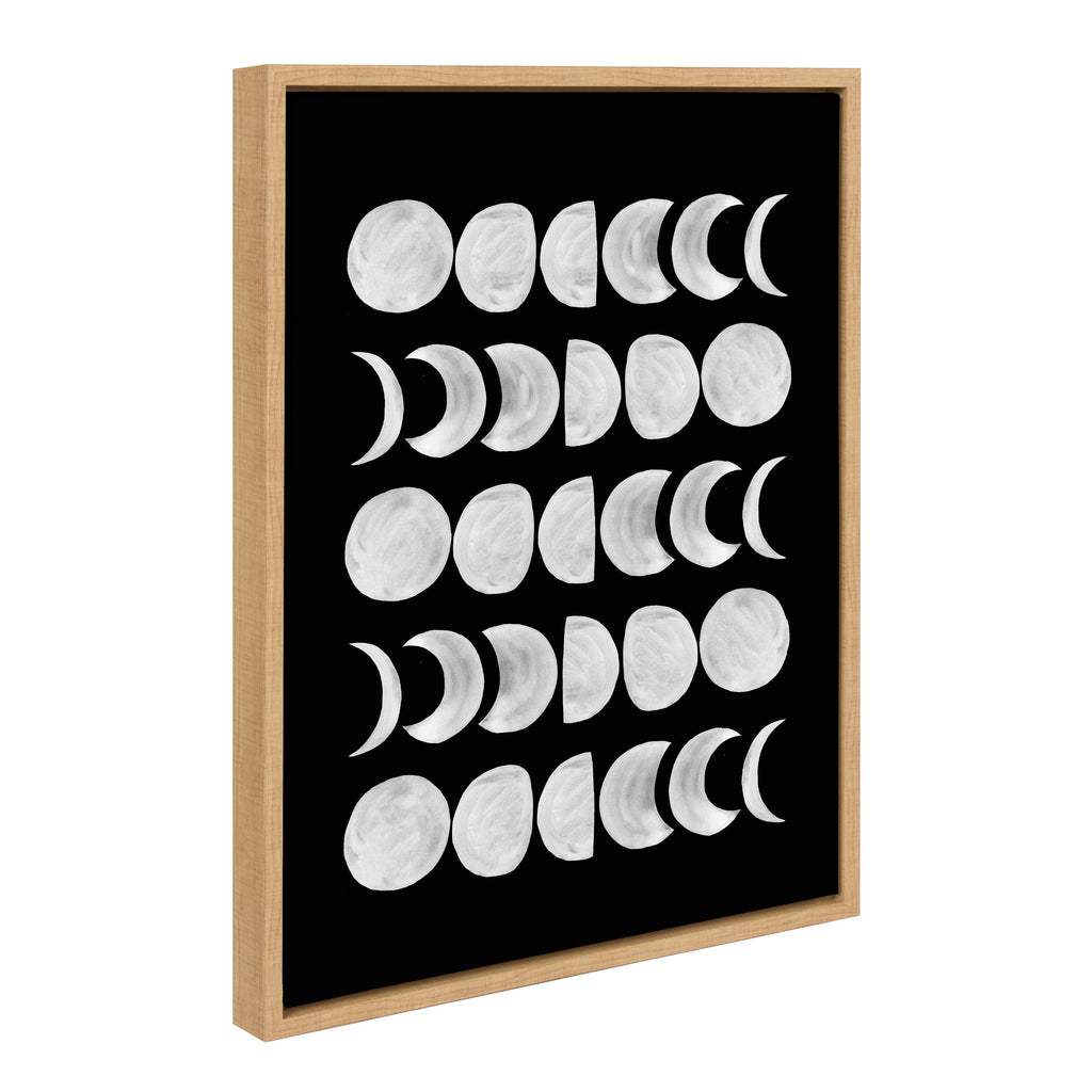 Sylvie 901 Moon Phases White on Black Framed Canvas by Teju Reval of SnazzyHues