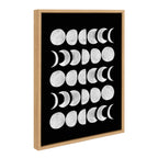 Sylvie 901 Moon Phases White on Black Framed Canvas by Teju Reval of SnazzyHues