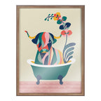 Blake Mid Century Modern Cow in Bathtub Framed Printed Glass by Rachel Lee of My Dream Wall