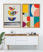 Sylvie Mid Century Modern Pattern Framed Canvas by Rachel Lee of My Dream Wall
