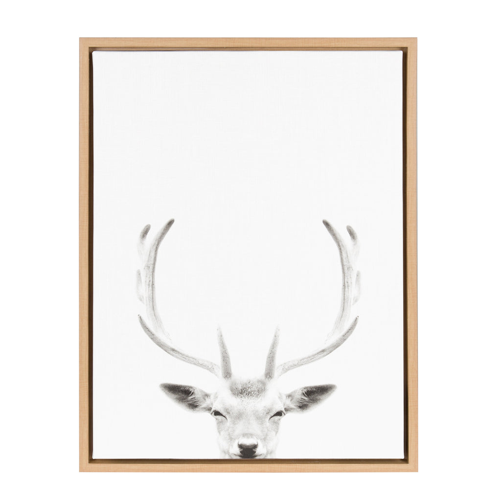 Sylvie Deer Portrait Framed Canvas by Simon Te Tai