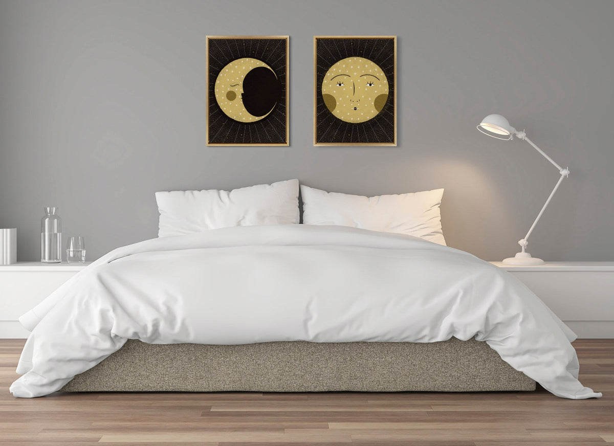 Sylvie Moon Print and Sun Print Framed Canvas Set by Stacie Bloomfield of Gingiber