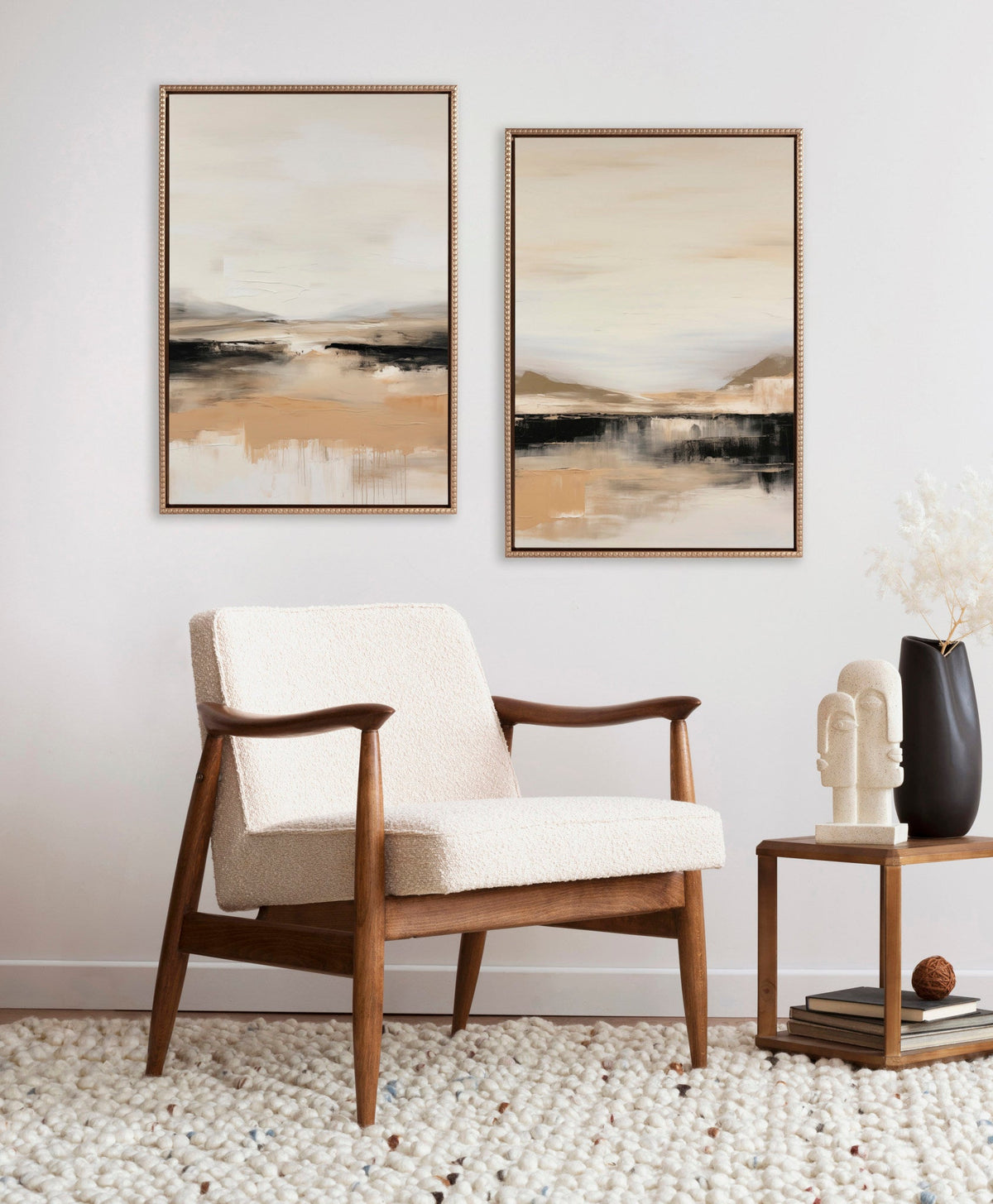 Sylvie Beaded Peaceful Landscape I and II Framed Canvas Art Set by Amy Lighthall