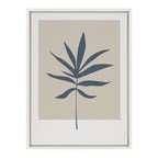 Sylvie Muted Tan and Blue Colorblock Botanical Leaf Framed Canvas by The Creative Bunch Studio