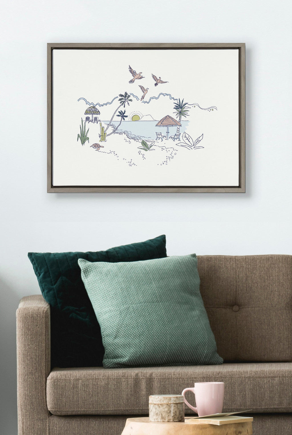 Sylvie Tropical Beach Scene Framed Canvas by The Creative Bunch Studio