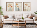 Sylvie Neutral Blue Elegant Country Wildflowers Framed Canvas Art Set by The Creative Bunch Studio