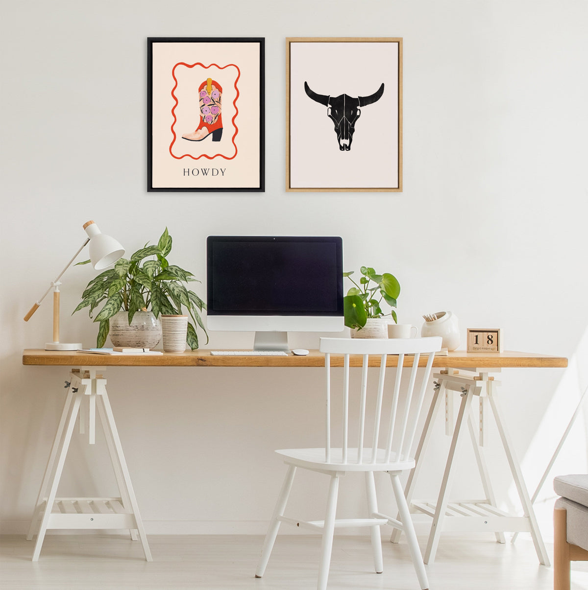 Sylvie Howdy Framed Canvas by Duchess Plum