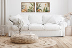 Sylvie Beaded Retro Jungle Botanical 1 and 2 Framed Canvas Art Set by The Creative Bunch Studio