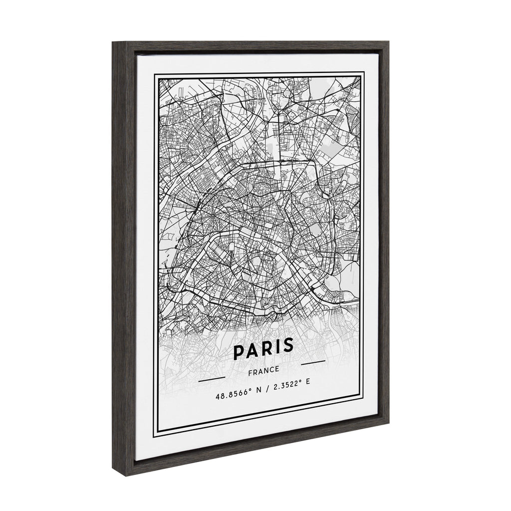 Sylvie Paris Modern Map Framed Canvas by Jake Goossen