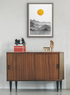 Blake Black Yellow Mountain Range Silhouette Framed Printed Glass by Cat Coquillette