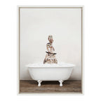 Sylvie Stacked Owls in Rustic Bath Framed Canvas by Amy Peterson Art Studio