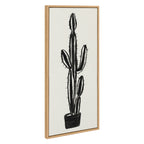 Sylvie 664 Cactus In Pot BW Framed Canvas by Teju Reval of SnazzyHues