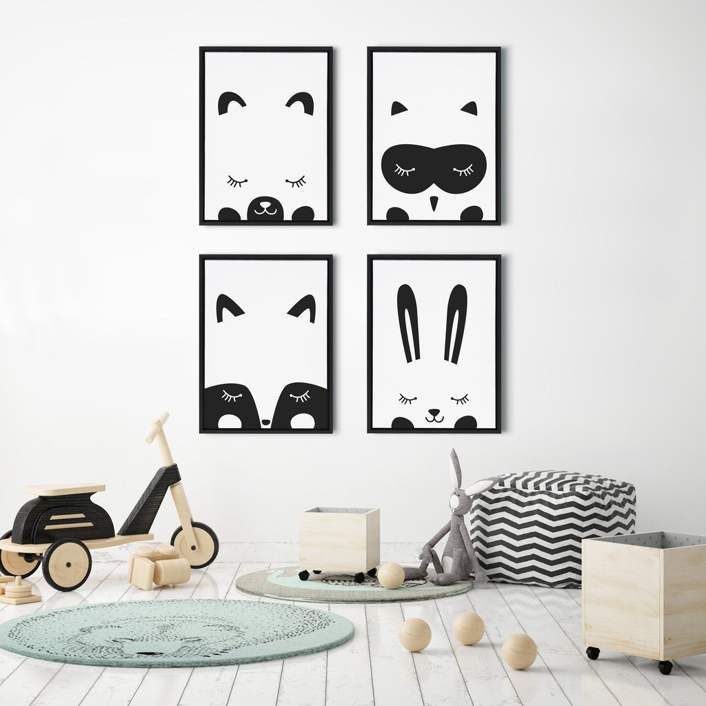 Sylvie Modern Baby Bear Framed Canvas by Rachel Lee of My Dream Wall