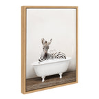 Sylvie Baby Zebra in Rustic Bath Framed Canvas by Amy Peterson Art Studio