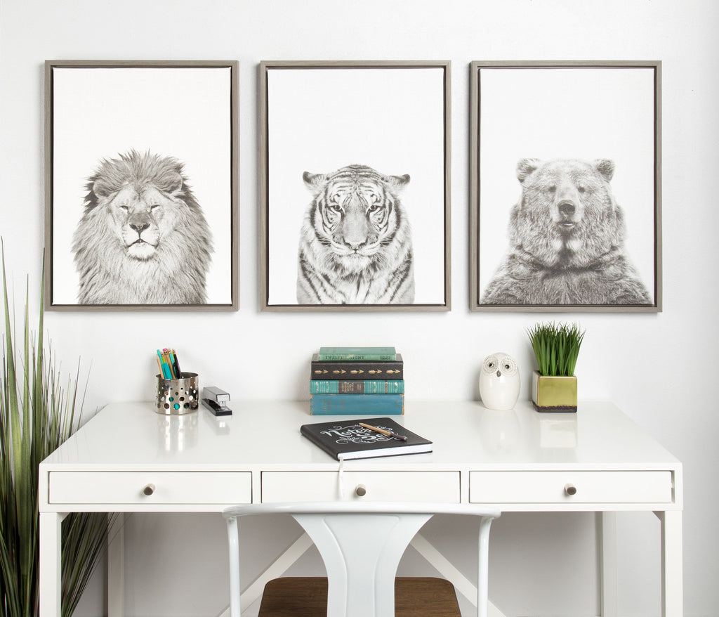 Sylvie Lion Framed Canvas by Simon Te Tai