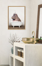 Sylvie Hippo and Bird in Rustic Bath Framed Canvas by Amy Peterson Art Studio