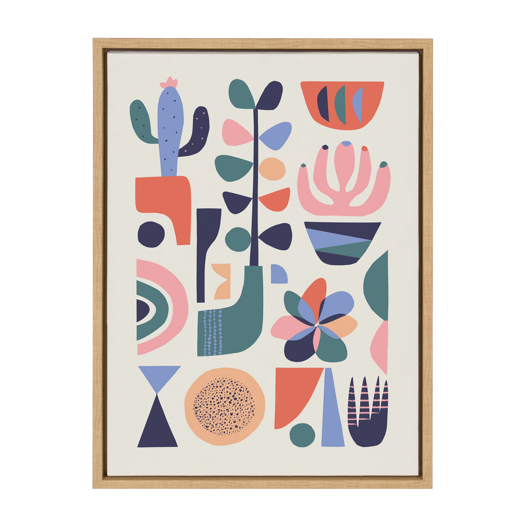 Sylvie Mid Century Succulents Framed Canvas by Rachel Lee of My Dream Wall