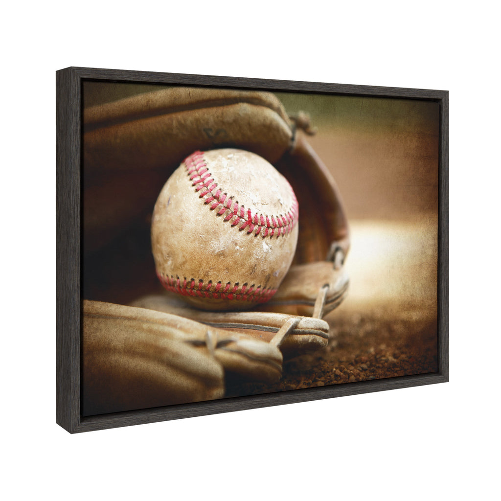 Sylvie Baseball Glove Framed Canvas by Shawn St. Peter