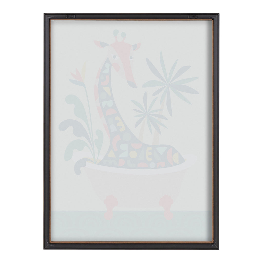Blake Mid Century Modern Giraffe in Bathtub Framed Printed Glass by Rachel Lee of My Dream Wall