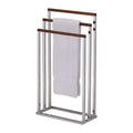 Pilaster Designs  Chrome Metal / Walnut Finish Wood Towel Rack Stand