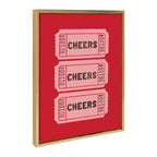 Sylvie Cheers Pink Red Ticket Framed Canvas by Alli Standefer