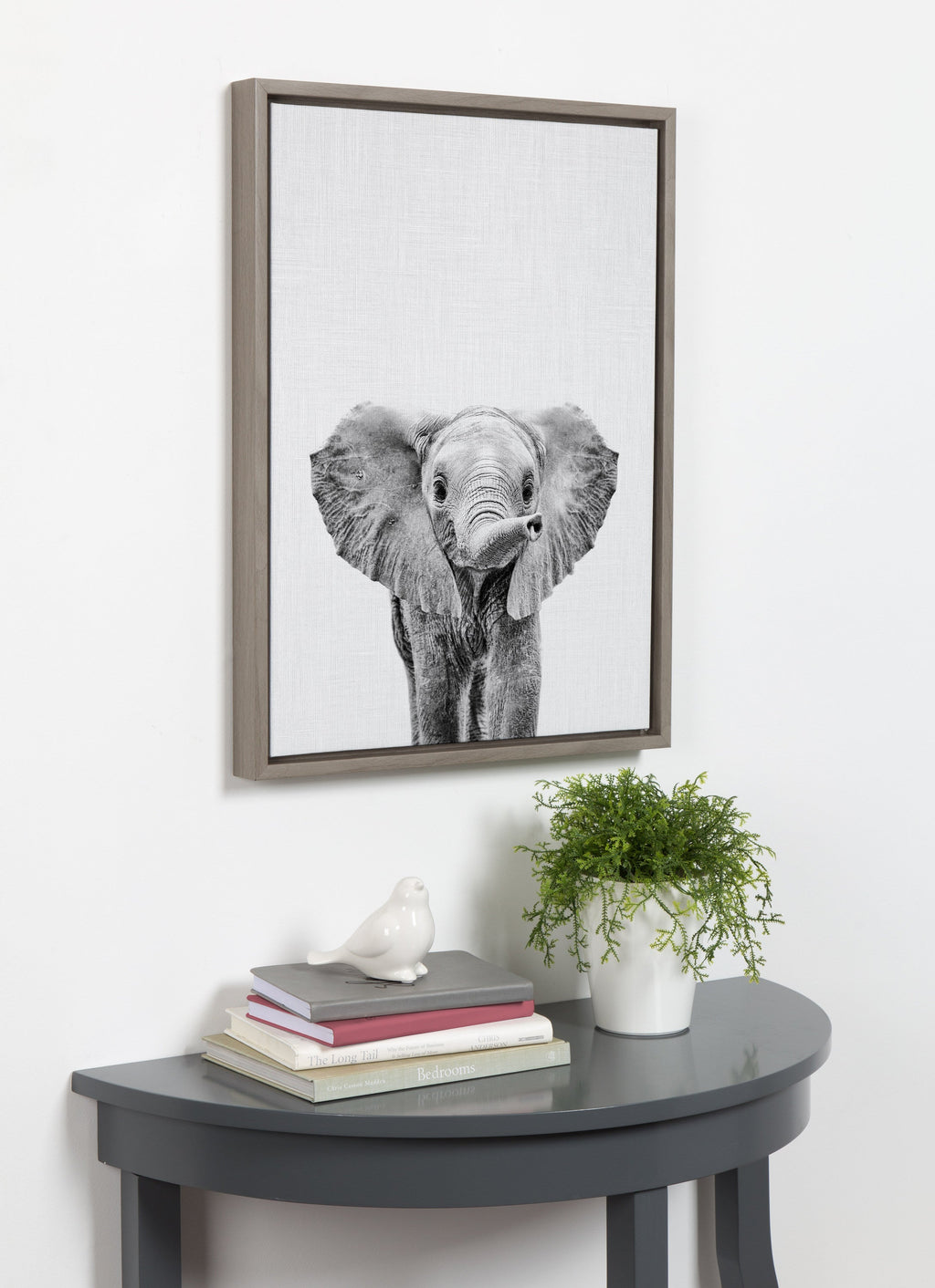 Sylvie Baby Elephant Framed Canvas by Simon Te