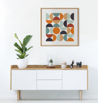 Sylvie Circles and Curves Retro Color Framed Canvas by The Creative Bunch Studio