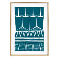 Sylvie Modern Tribal Block Print Teal Framed Canvas by Statement Goods