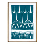 Sylvie Modern Tribal Block Print Teal Framed Canvas by Statement Goods
