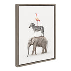 Sylvie Stacked Safari Animals Framed Canvas by Amy Peterson Art Studio